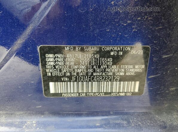 JF1GUAFC4R8232129 2024 SUBARU IMPREZA Blue Вид підкапотного простору