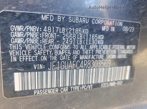 JF1GUAFC4R8303569 2024 SUBARU IMPREZA Gray Vista del compartimento del motor