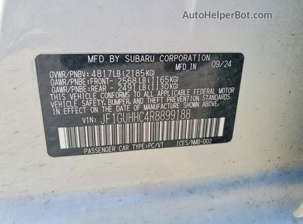 JF1GUHHC4R8899188 2024 SUBARU IMPREZA White Widok komory silnika