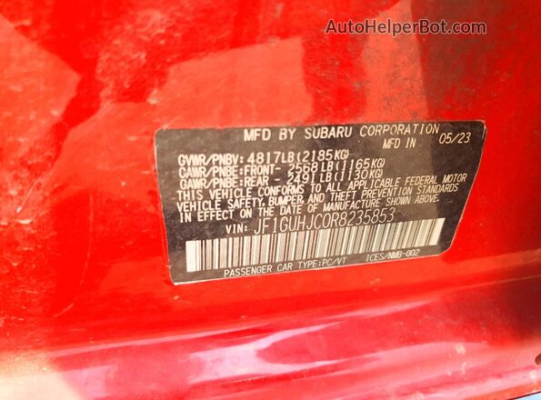 JF1GUHJC0R8235853 2024 SUBARU IMPREZA Red Vista del compartimento del motor