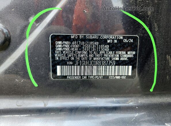 JF1GUHJC0R8387759 2024 SUBARU IMPREZA Gray 