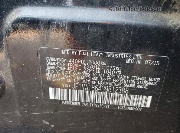 JF1VA1B64G9812388 2016 SUBARU WRX Black Вид підкапотного простору