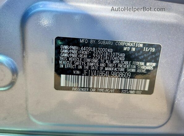 JF1VA1B64L9808609 2020 SUBARU WRX Серебряный Вид подкапотного пространства