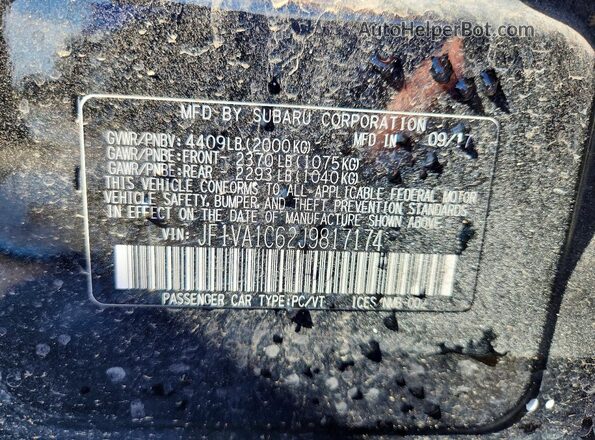 JF1VA1C62J9817174 2018 SUBARU WRX Black Շարժիչի բաժամունքի տեսք