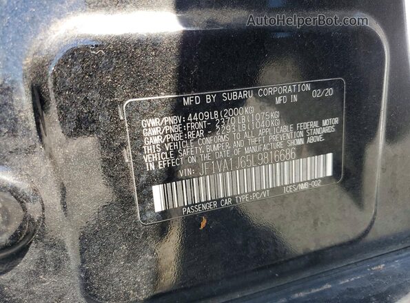 JF1VA1J65L9816686 2020 SUBARU WRX Black Widok komory silnika