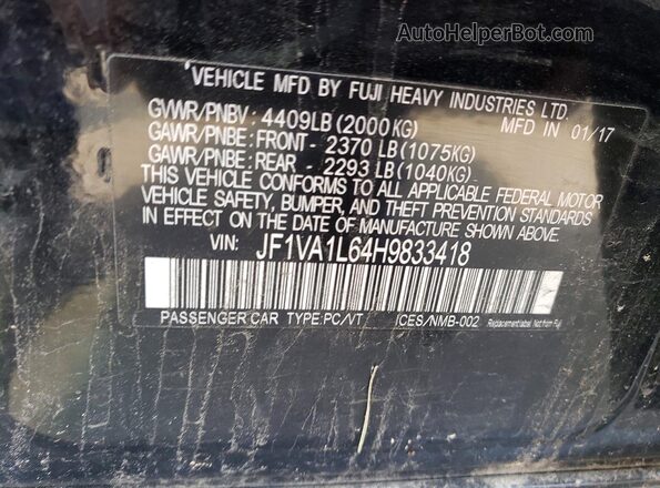 JF1VA1L64H9833418 2017 SUBARU WRX Black Widok komory silnika