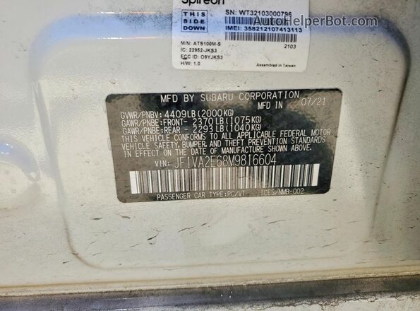 JF1VA2E68M9816604 2021 SUBARU WRX White Вид підкапотного простору