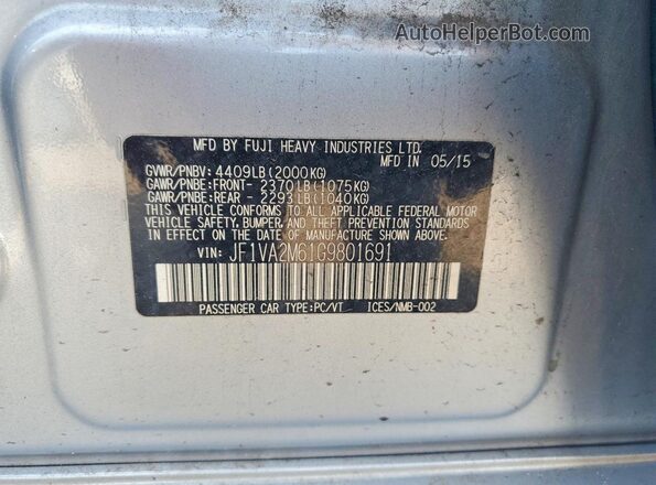 JF1VA2M61G9801691 2016 SUBARU WRX Silver Widok komory silnika