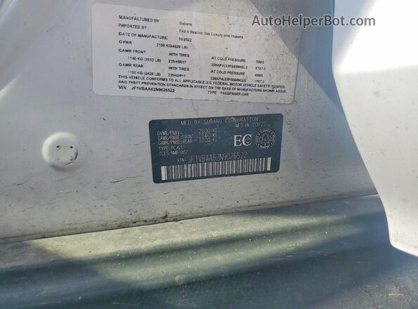 JF1VBAA62N9026522 2022 SUBARU WRX White Widok komory silnika