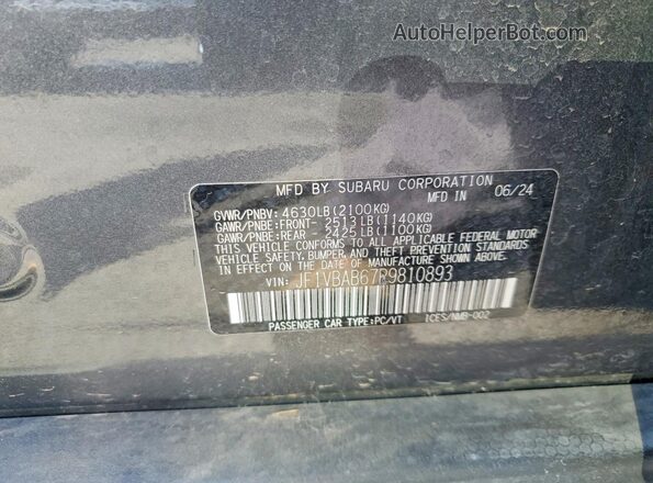 JF1VBAB67R9810893 2024 SUBARU WRX Charcoal Widok komory silnika