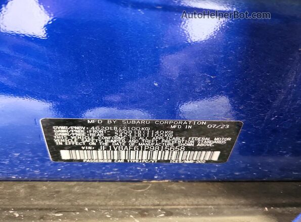 JF1VBAF61P9815658 2023 SUBARU WRX Blue Շարժիչի բաժամունքի տեսք