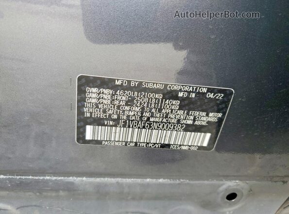 JF1VBAF63N9009382 2022 SUBARU WRX Gray Engine compartment view