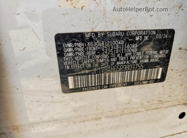JF1VBAH65R9803755 2024 SUBARU WRX White Widok komory silnika