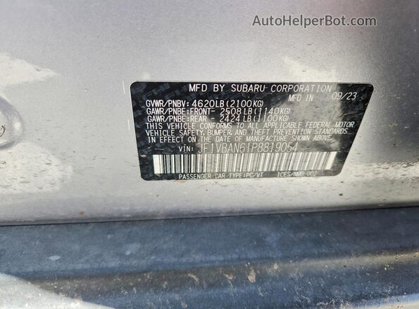 JF1VBAN61P8819054 2023 SUBARU WRX Silver Շարժիչի բաժամունքի տեսք