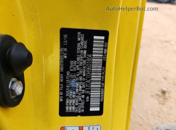 JF1ZCAC10H9601804 2017 SUBARU BRZ Yellow Engine compartment view
