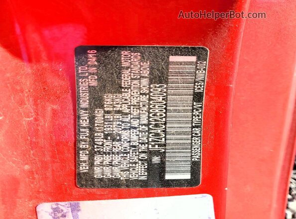 JF1ZCAC12G8604093 2016 SUBARU BRZ Красный Вид подкапотного пространства
