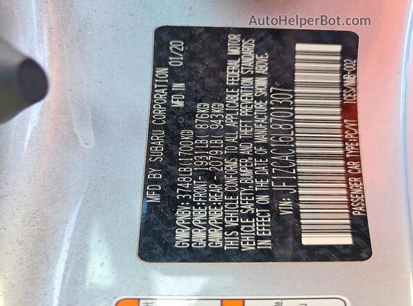 JF1ZCAC16L8701307 2020 SUBARU BRZ Silver Widok naklejki z numerem VIN