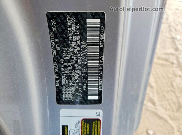 JF1ZDBS14S9702808 2025 SUBARU BRZ Silver Widok naklejki z numerem VIN