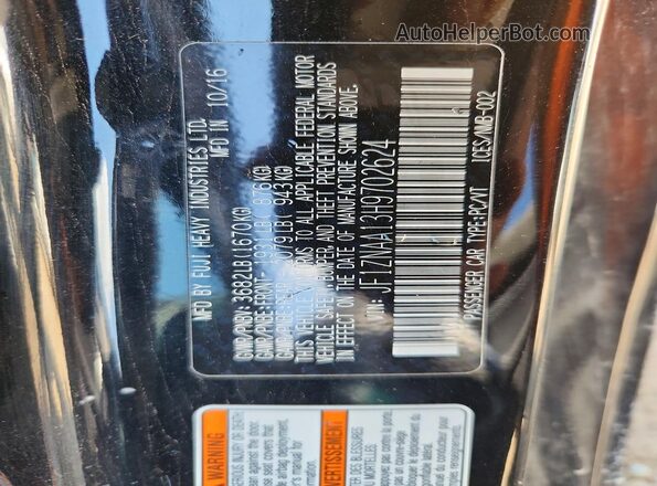 JF1ZNAA13H9702624 2017 TOYOTA 86 Black Vista de la etiqueta del VIN