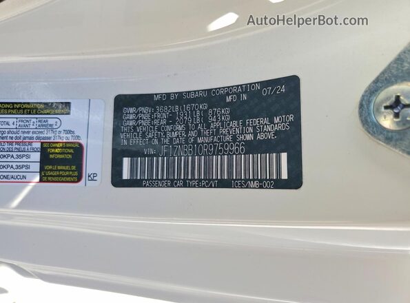 JF1ZNBB10R9759966 2024 TOYOTA GR86 White Vista del compartimento del motor