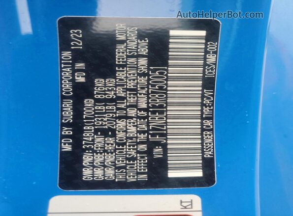 JF1ZNBE13R8750051 2024 TOYOTA GR Blue Engine compartment view