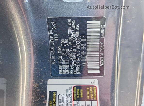JF1ZNBF19P8758621 2023 TOYOTA GR Gray VIN sticker view