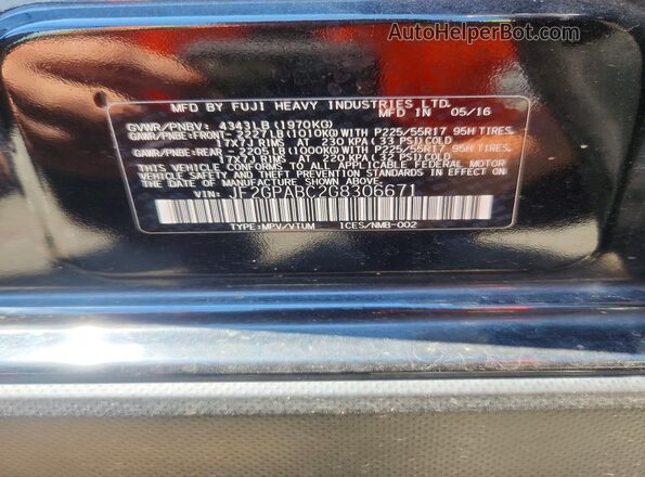 JF2GPABC2G8306671 2016 SUBARU CROSSTREK Black Սալոնի 360 աստիճան տեսք