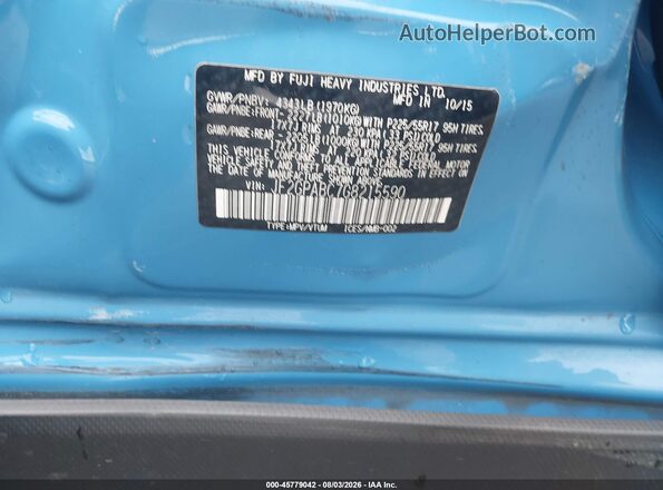 JF2GPABC7G8215590 2016 SUBARU CROSSTREK Blue Widok komory silnika