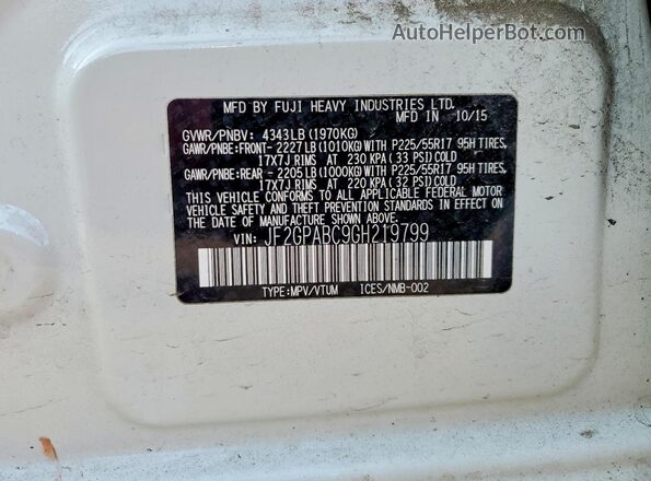 JF2GPABC9GH219799 2016 SUBARU CROSSTREK Белый Вид подкапотного пространства