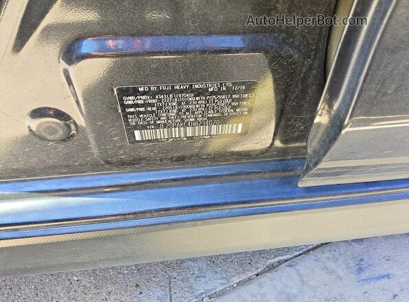 JF2GPAKC4H8234020 2017 SUBARU CROSSTREK Gray Vista de la etiqueta del VIN
