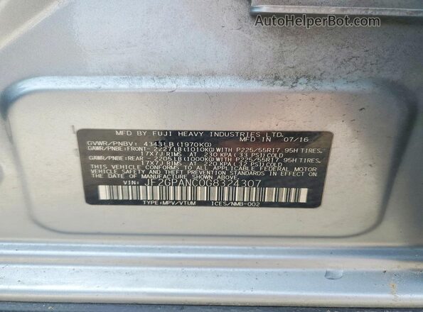 JF2GPANC0G8324307 2016 SUBARU CROSSTREK Silver Շարժիչի բաժամունքի տեսք