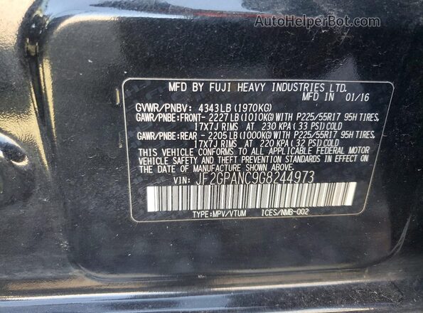 JF2GPANC9G8244973 2016 SUBARU CROSSTREK Black Շարժիչի բաժամունքի տեսք