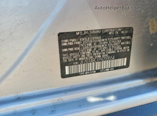JF2GTABC1PH209554 2023 SUBARU CROSS Silver VIN sticker view