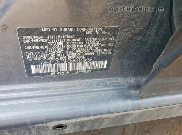 JF2GTABC6M8349658 2021 SUBARU CROSSTREK Charcoal Engine compartment view