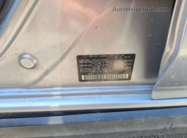 JF2GTACC7K8310153 2019 SUBARU CROSSTREK Серебряный Вид спереди