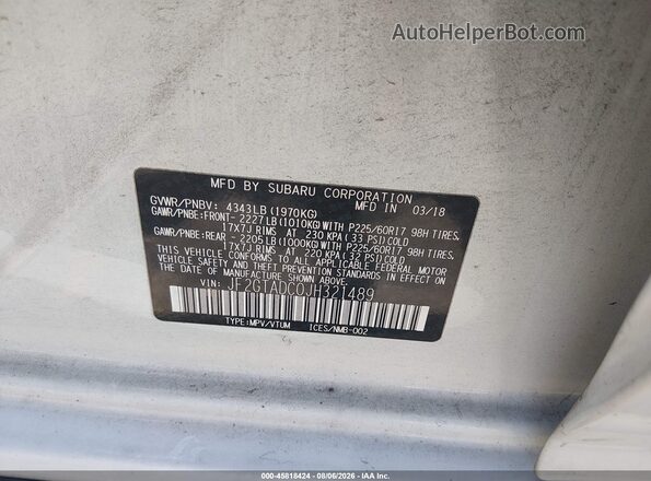 JF2GTADC0JH321489 2018 SUBARU CROSSTREK White Vista del compartimento del motor