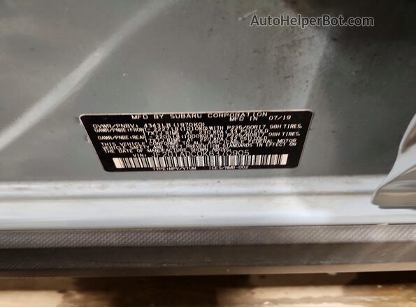 JF2GTADC0K8370905 2019 SUBARU CROSSTREK Blue VIN կոդի պիտակի տեսք