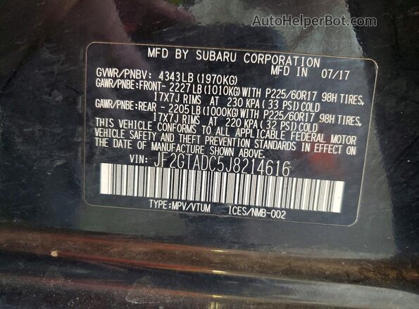 JF2GTADC5J8214616 2018 SUBARU CROSSTREK Черный Вид подкапотного пространства