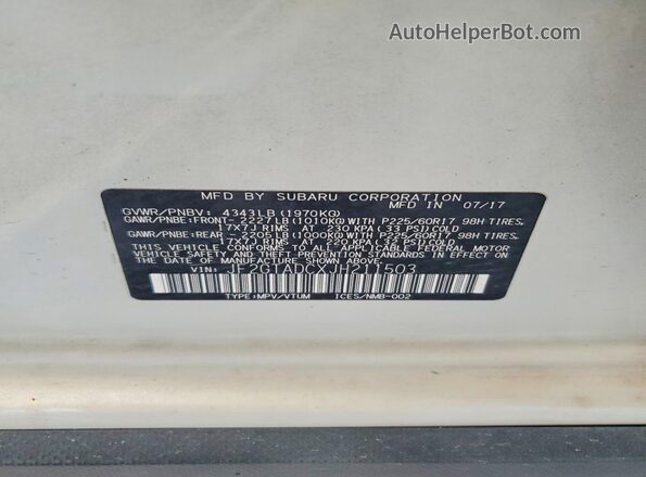 JF2GTADCXJH211503 2018 SUBARU CROSSTREK White Engine compartment view