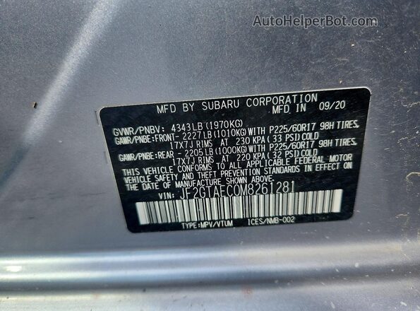 JF2GTAEC0M8261281 2021 SUBARU CROSSTREK Silver Vista del compartimento del motor