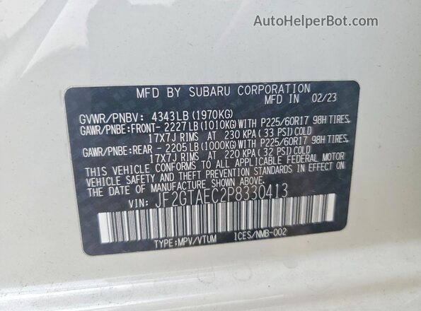 JF2GTAEC2P8330413 2023 SUBARU CROSSTREK Белый Вид подкапотного пространства