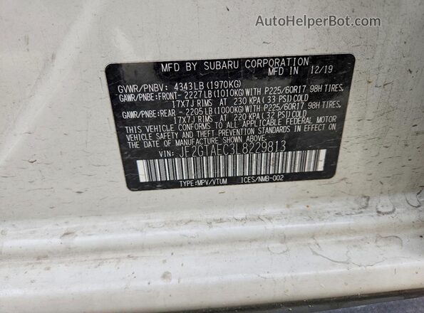 JF2GTAEC3L8229813 2020 SUBARU CROSSTREK White Widok komory silnika