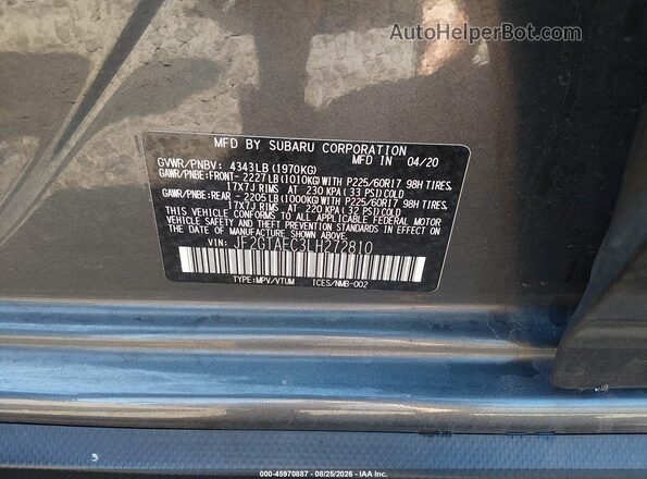 JF2GTAEC3LH272810 2020 SUBARU CROSSTREK Gray Vista del compartimento del motor