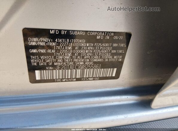 JF2GTAECXM8255861 2021 SUBARU CROSSTREK Серый Вид подкапотного пространства