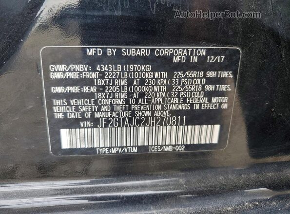 JF2GTAJC2JH270811 2018 SUBARU CROSSTREK Черный Вид подкапотного пространства