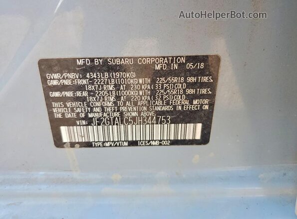 JF2GTALC5JH344753 2018 SUBARU CROSSTREK Blue Widok komory silnika