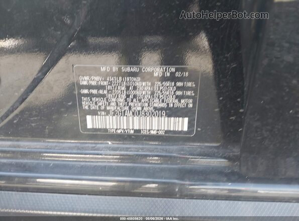 JF2GTAMC0J8302019 2018 SUBARU CROSSTREK Black ძრავის განყოფილების ხედი