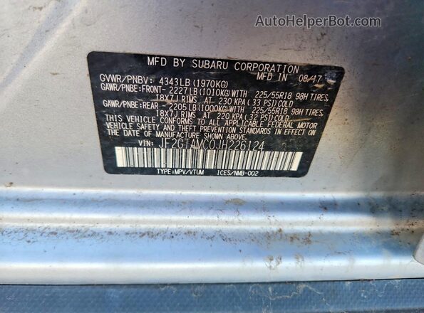 JF2GTAMC0JH226124 2018 SUBARU CROSSTREK Silver Շարժիչի բաժամունքի տեսք