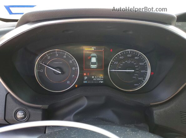 JF2GTAMC0K8232491 2019 SUBARU CROSSTREK White ხელსაწყოთა პანელის ხედი