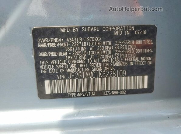 JF2GTAMC1K8228109 2019 SUBARU CROSSTREK Blue Շարժիչի բաժամունքի տեսք